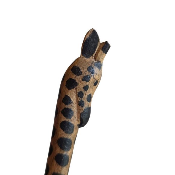Hand-Carved Wooden Giraffe Figurine With Long Neck & Black Spots 6 Inches Tall U - Picture 5 of 16